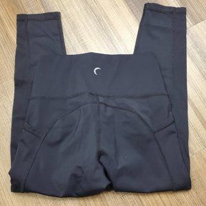 Zyia leggings high rise side pockets black cropped womens 4 workout yoga